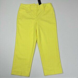 Premise Petite Women Beach Yellow Ankle Pants Cotton Stretch Trouser 4P NEW